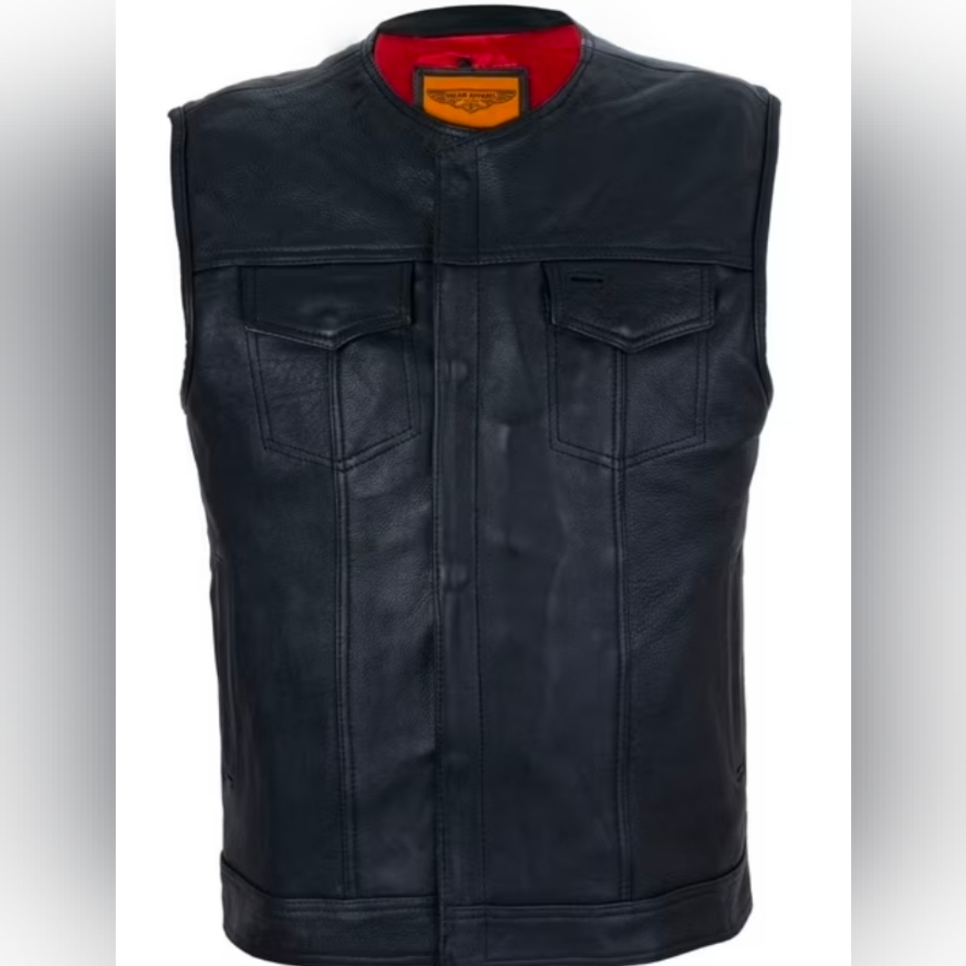 Genuine Leather Dream Apparel Heavy Motorcycle Vest Size 50 Multiple Pockets